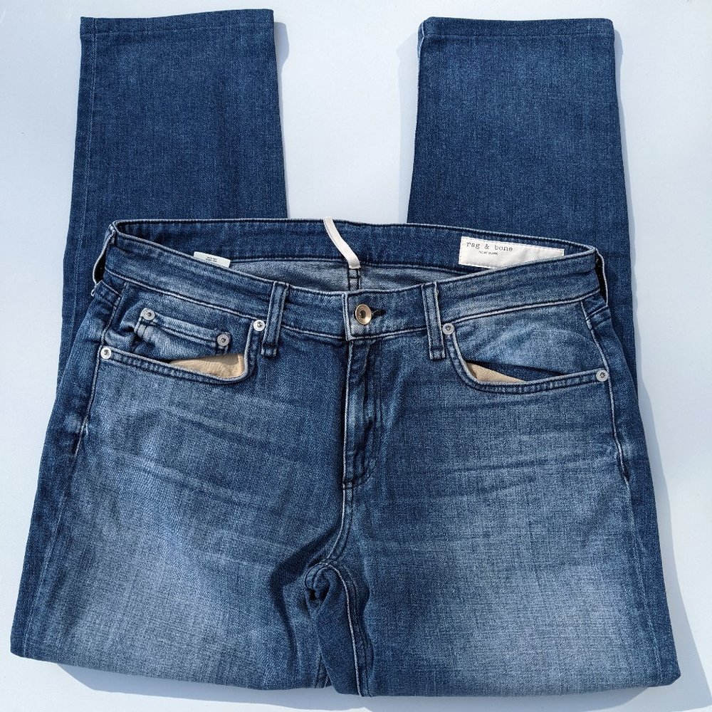 Rag & Bone Dre Low-Rise Slim Boyfriend Size 28 Blue Jeans WDD19H2643C7SP
